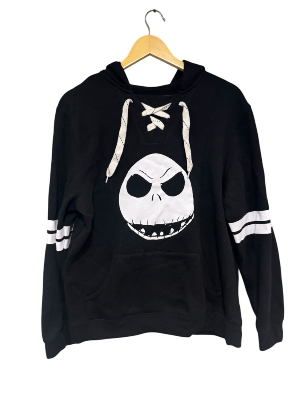 Disney Nightmare Before Christmas Jack Skellington Hoodie Size L Lace Pullover